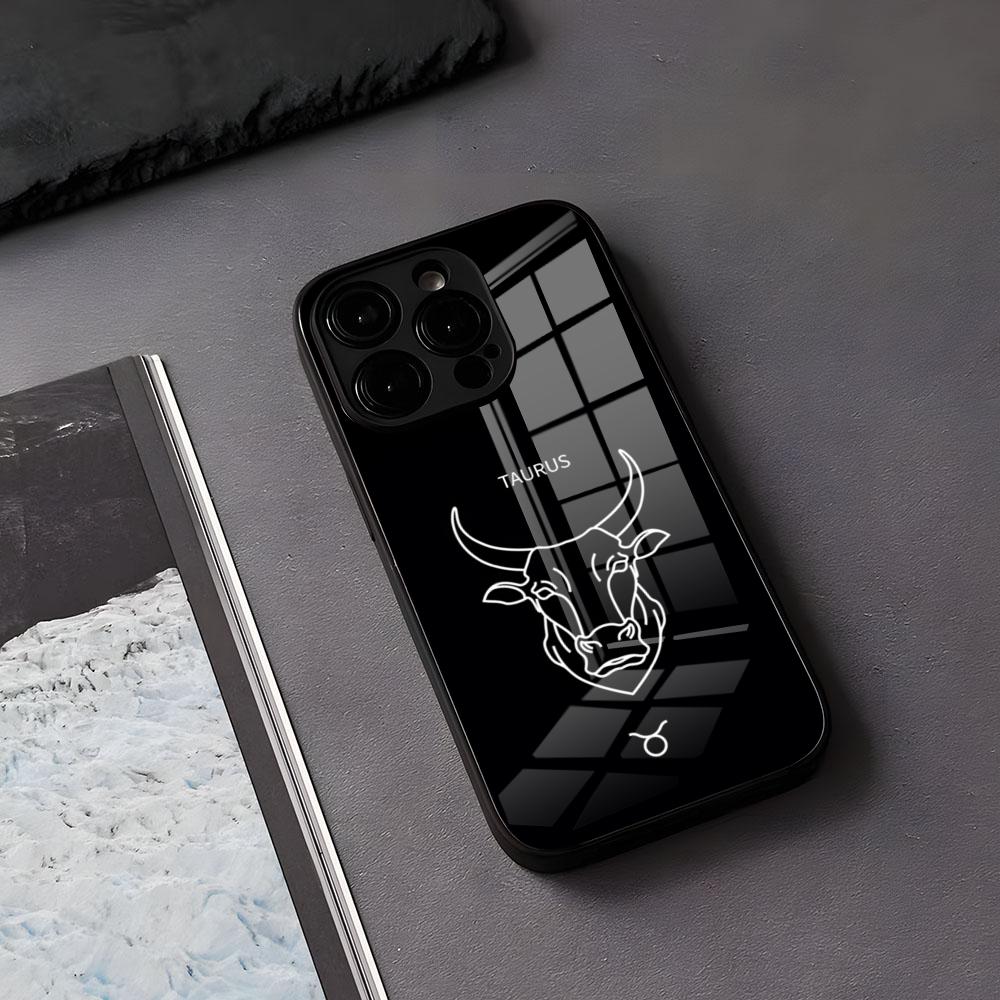 Taurus Bull Phone Case For IPhone 17 Air 16 E Pro Max 15 14 13 Mini 12 Pro 11 Max Plus Black Glass Cover