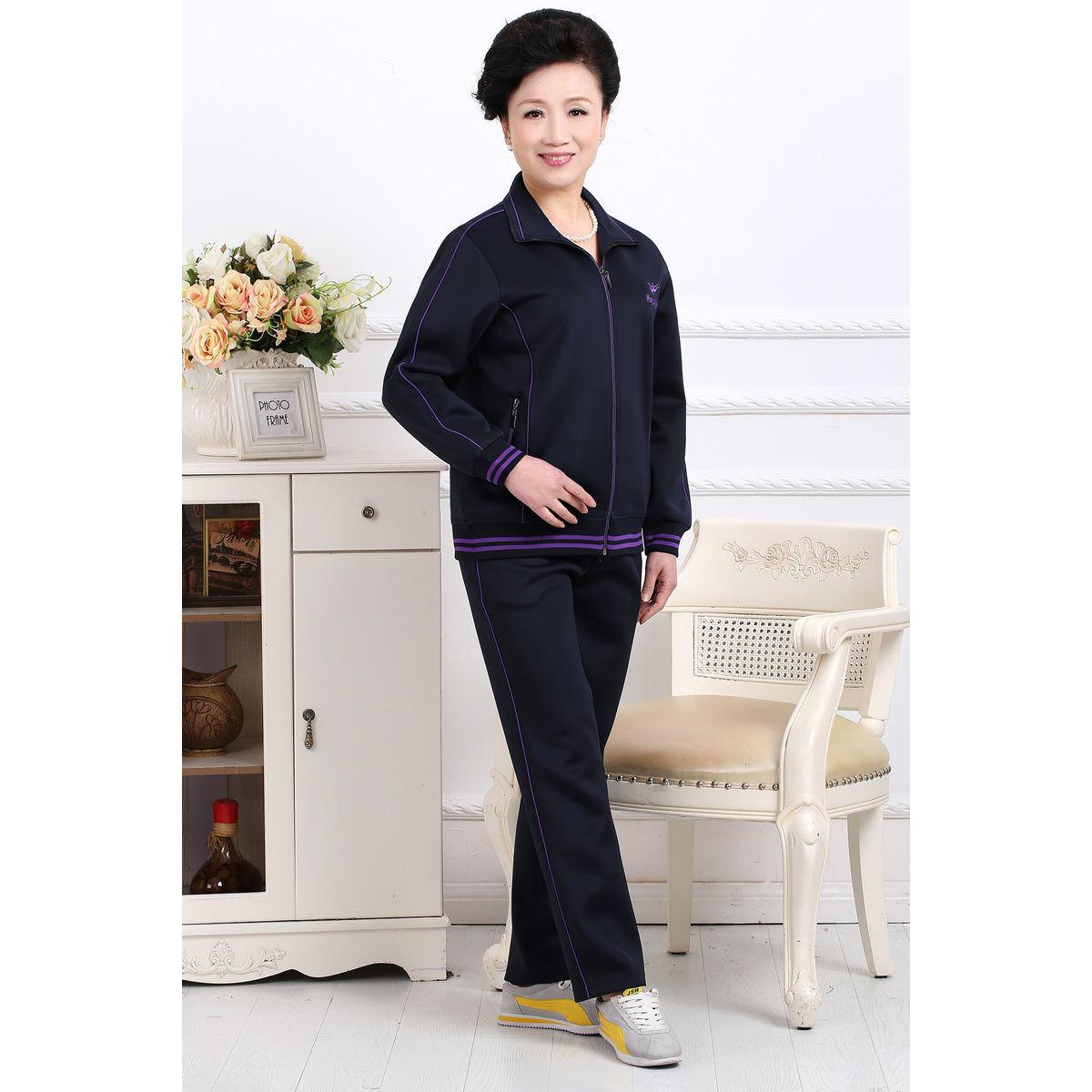 

Спортивный костюм женский повседневный куртка весна и осень больших размеров для мамы куртка на молнии брюки комплект из 2 предметов S