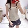 Women Ice Silk Diamond Shirt Female Wild V Neck Sleeveless Loose Short Shirt Tank Top Summer Camis and Vests