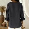 Women's -color Casual Nine-quarter Sleeve Retro V-neck Shirt