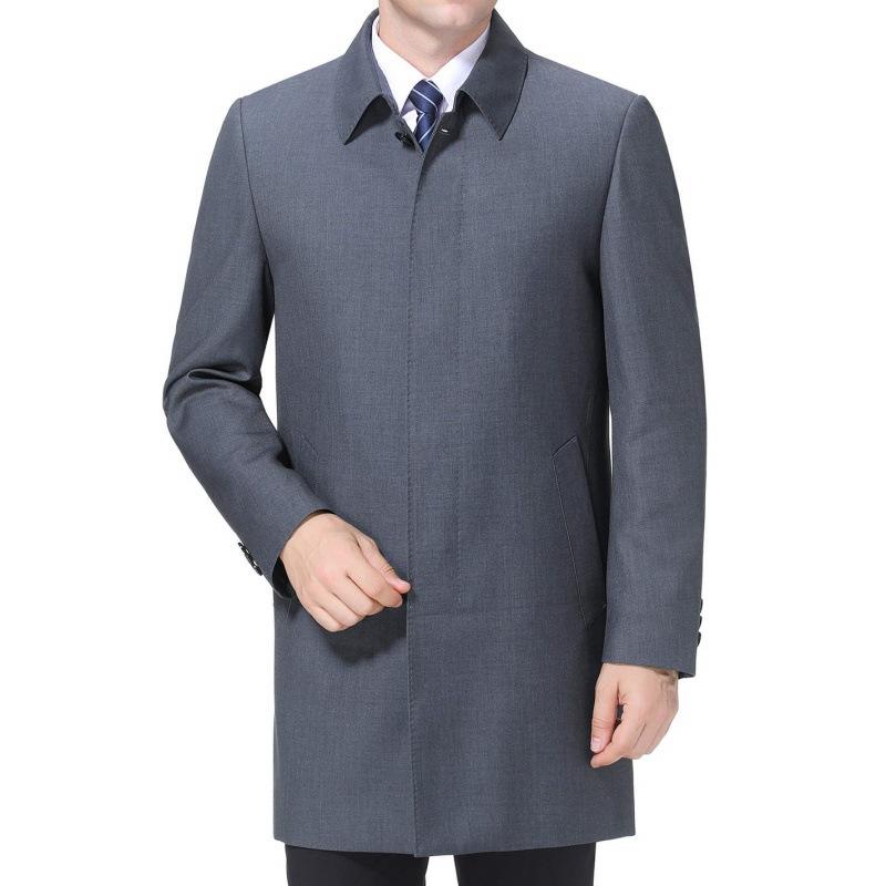 

Высококачественная мужская ветровка средней длины на весну и осень для мужчин среднего и пожилого возраста, повседневное пальто с лацканами для пап, шерстяное пальто для деловых мужчин 200