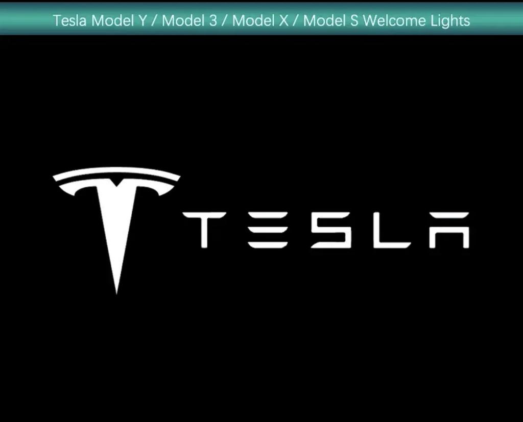 Car Sticker Tesla 2Pcs Car Door Projector LED Logo Welcome Lights Shadow Decoration Lamp for Tesla Model 3 Y Model X S Accessori