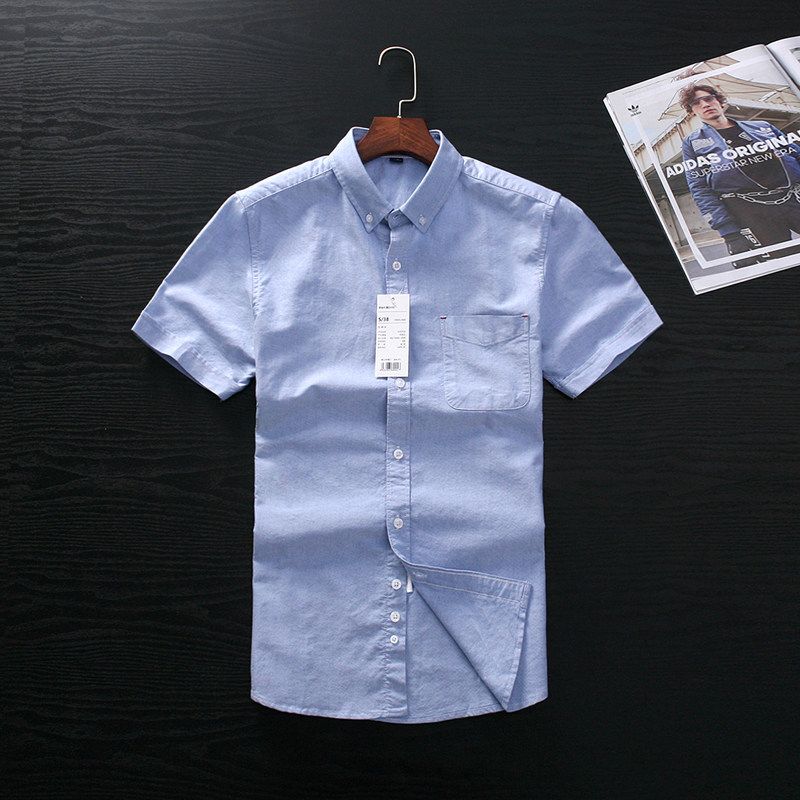 Clearance of Foreign Trade Surplus Men's Oxford Cotton Short-Sleeve Shirts, Original Cut Label Men's Clothing, Japanese Trendy Brand Versatile Shirts