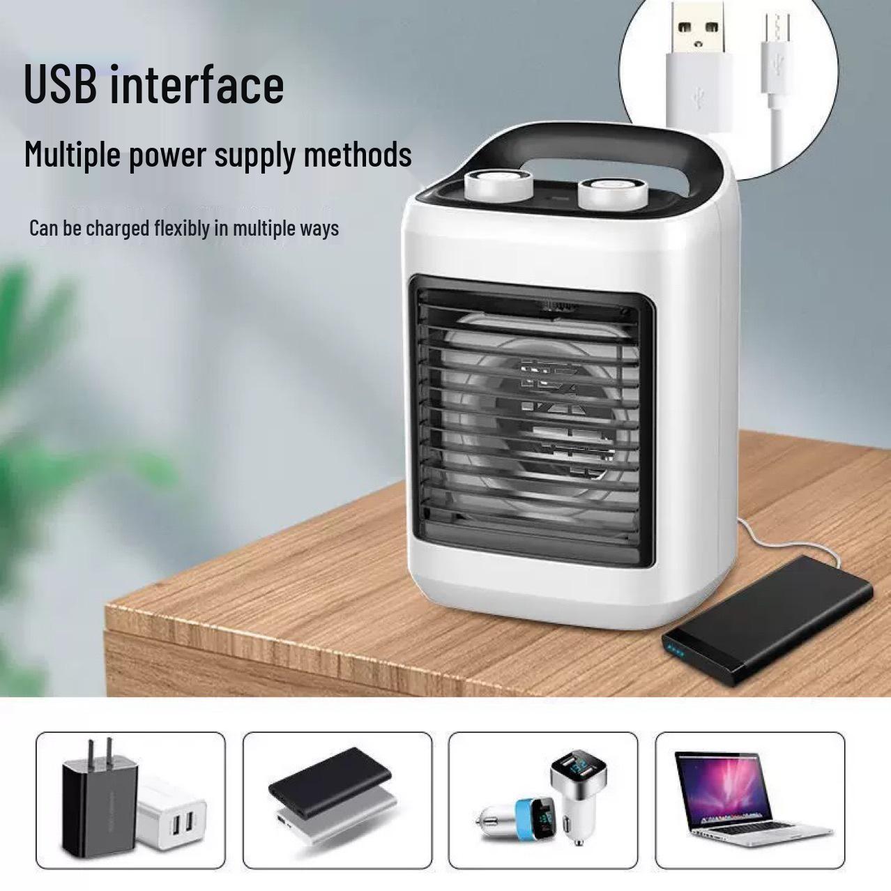 

Multi-Functional USB Desktop Silent Air Cooler & Humidifier for Home, Dorm, Office White [Handheld Fan]