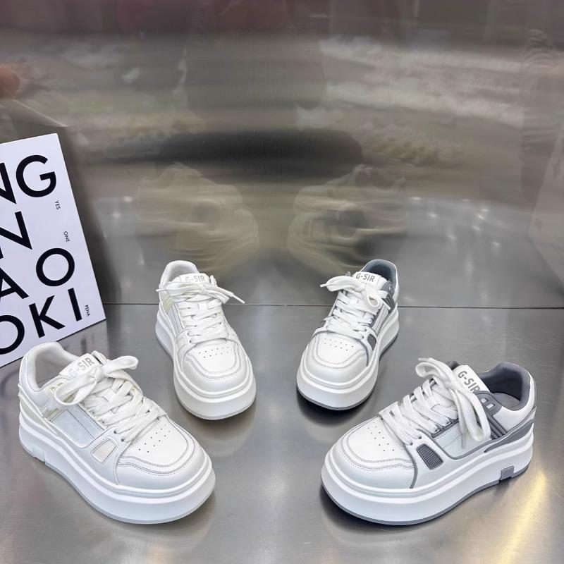 Mode Damplattformskor Mode Sneakers Högkvalitativt Läder Fritidsskor för Kvinnor Tjocksulade Vulkaniserade Skor Tenis De Mujer