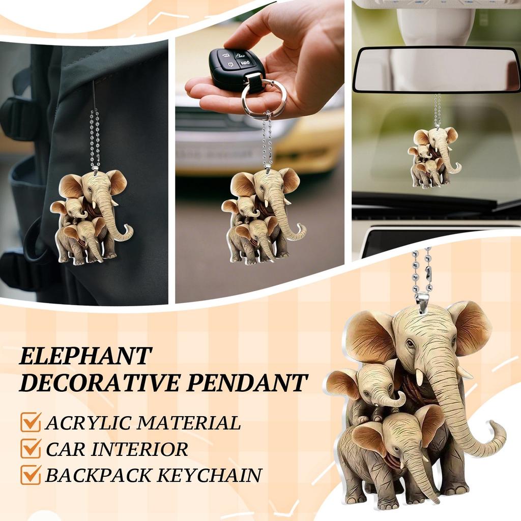 2D søt bil akryl flat bakspeil anheng nøkkelring tilbehør