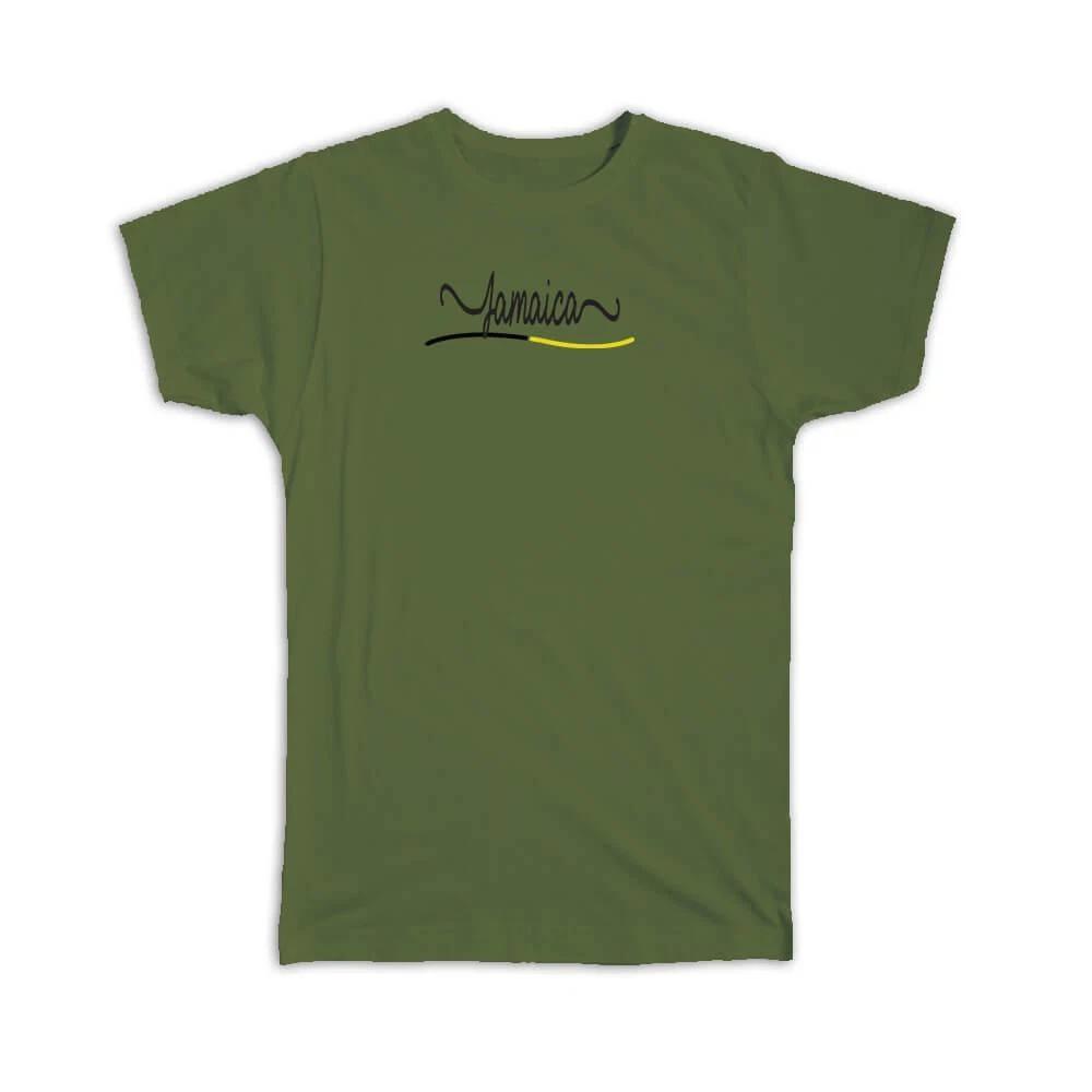 Gift T-Shirt : Jamaica Flag Colors Jamaican Travel Expat Country Minimalist S
