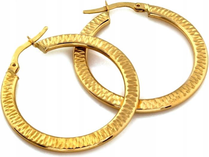 Gold Earrings 585 Wide Decorated Hoops 2.92g Fashionable Design Classic 14k