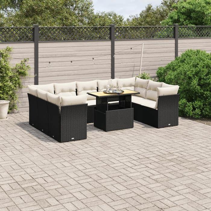 VidaXL Garden Lounge Set with Cushions 10 Pcs, Patio Sofas, Patio Furniture Set, Outdoor Furniture, Black 3270993