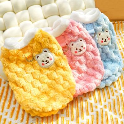 Traction Puppy Dog Clothes New Cat Autumn and Winter Than Bear Pet Teddy Cat Dog Supplies Velvet