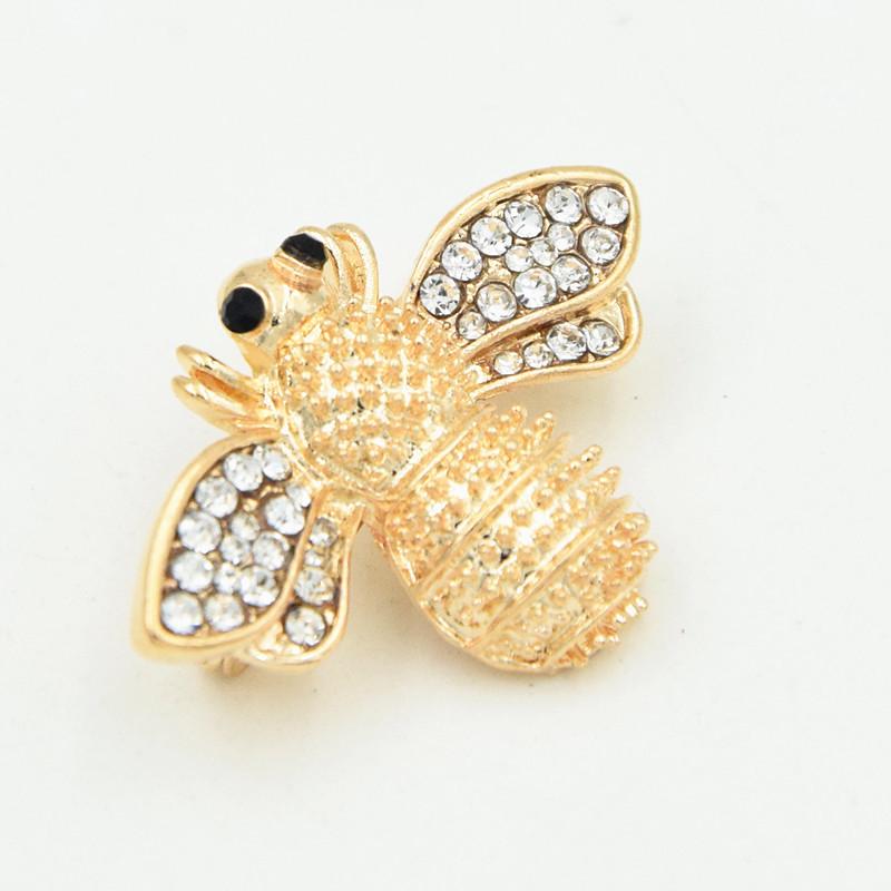 Gilded Rhinestone Bee Brooch Pin