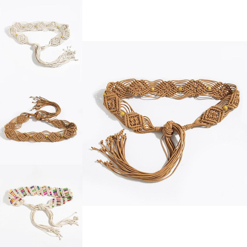 Bohemian Vintage Waist Belt With Handcrafted Beadwork For Retro Resort Outfits Women