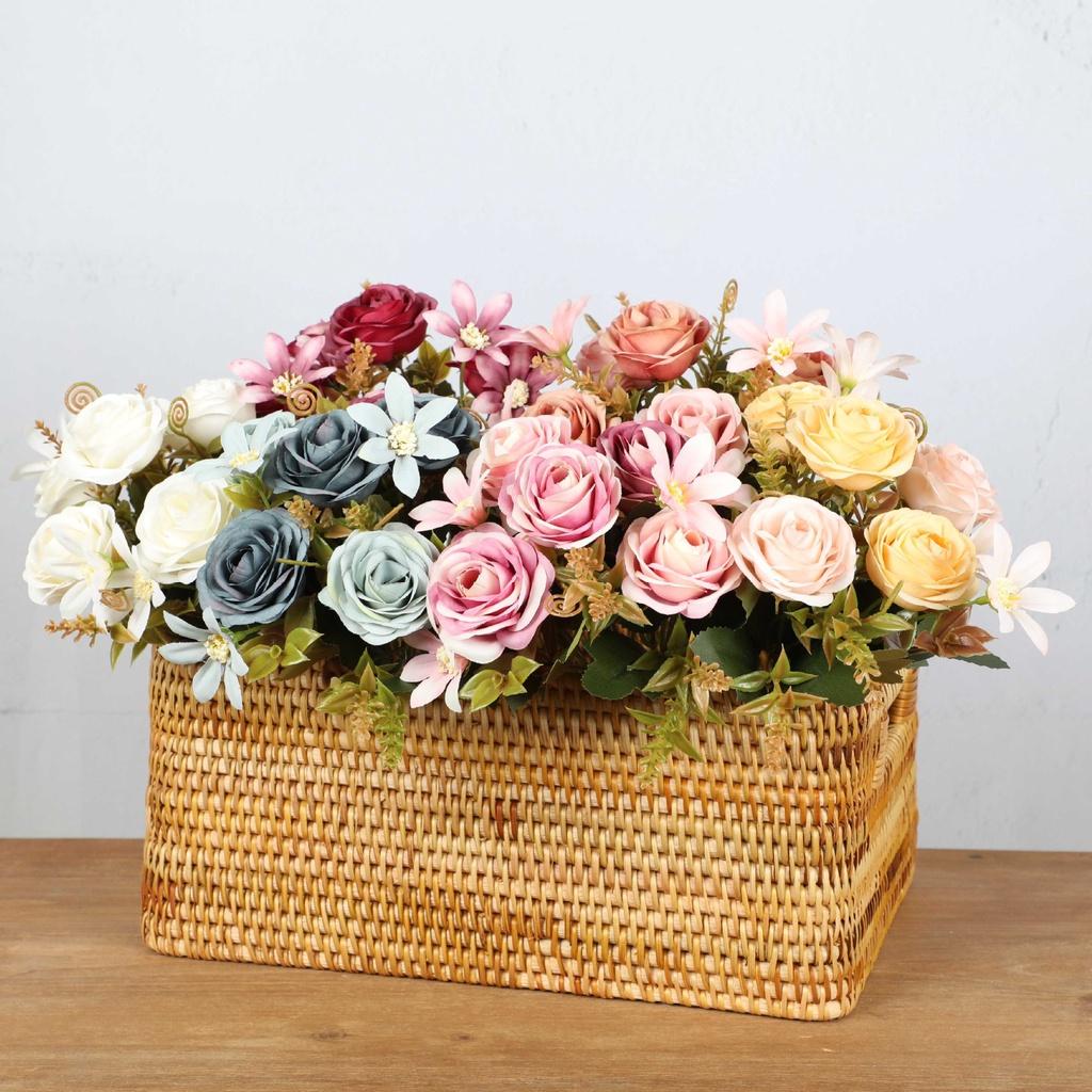 Realistic Rose Peony Artificial Flower Bouquet For Home Wedding Hotel Decoration Silk Material