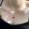 Oval Black Diamond Necklace with Dark Style, Simple and Versatile Collarbone Chain, Men's and Women's Personalized Necklaces