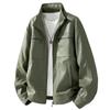Autumn and Winter American Retro Jacket Stand Collar Pu Leather Jacket Men's Solid Color Zipper Pocket Casual Top