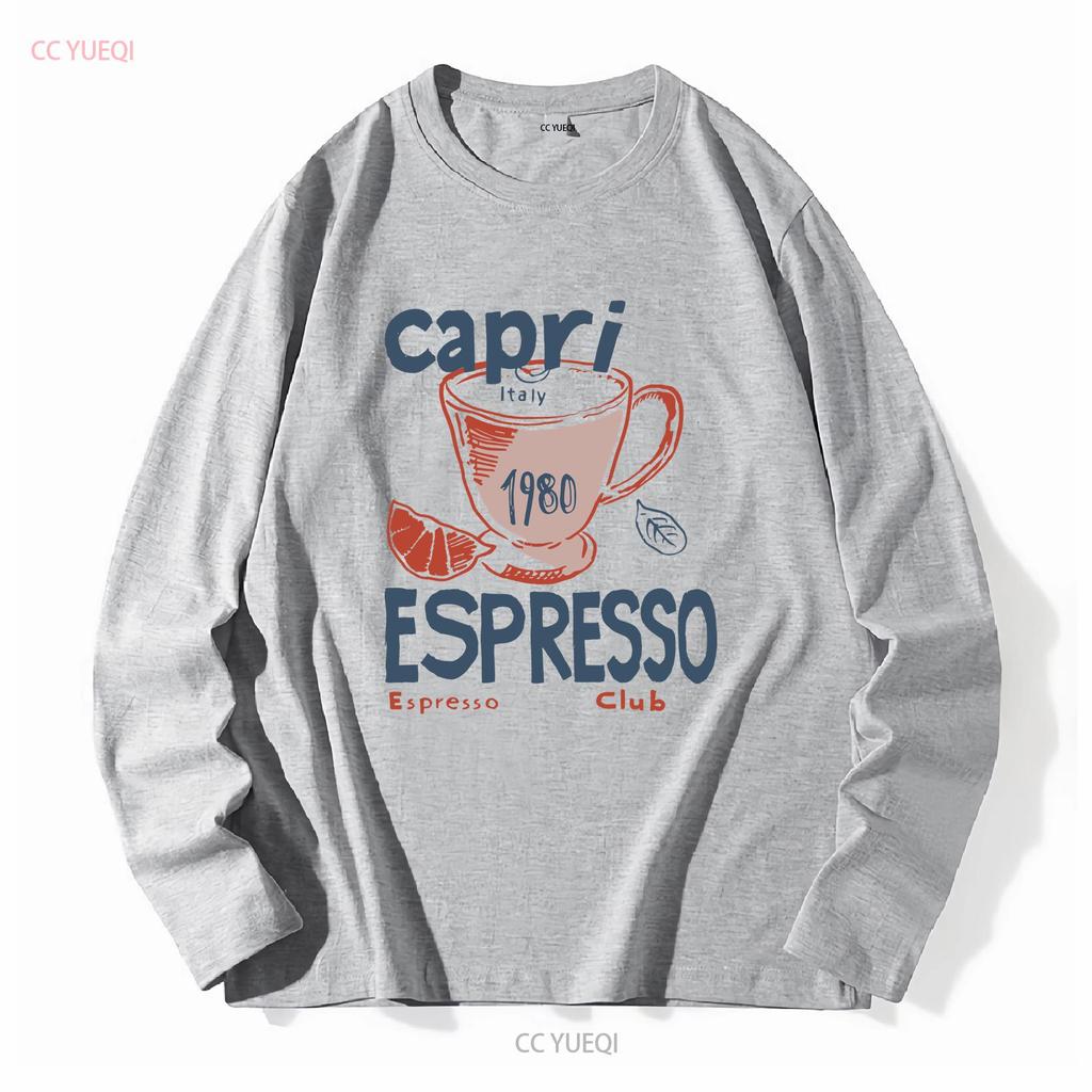Capri Italy Espresso Club 1980 T Shirt Soft Vintage Cotton vintage Washed Casual Slightly Unisex streetwear Comfortable fashion