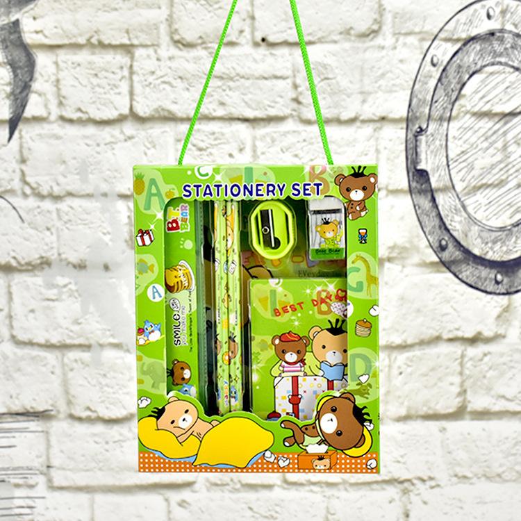 6-teiliges Schulschreibwaren-Set, Schulbedarf inklusive 2 Bleistiften, Radiergummi, Anspitzer, Lineal, süßem Notizbuch, Geschenken für Kinder