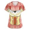 Women V Neck Short Sleeve Work Shirt with Pockets Oktoberfest Print Nursing Scrub Top Comfortable Fit Lightweight Fabric