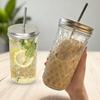 Yousheng Glass Straw Tumbler with Lid 650ml Large Capacity Mason Jar Cup for Iced Coffee & Bubble Tea Leak-Proof Reusable Cold Drink Cup for Home
