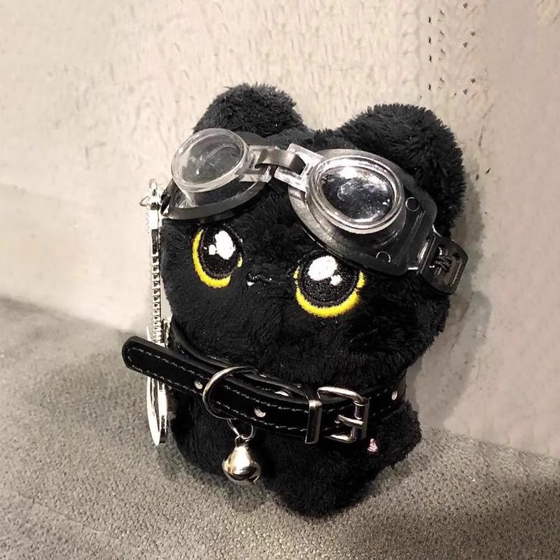 Cute Plush Black Cat Doll Pendant Girl Backpack Doll Pendants Couple Bag Keychain Phone Charms Bag Pendant Accessories Gifts