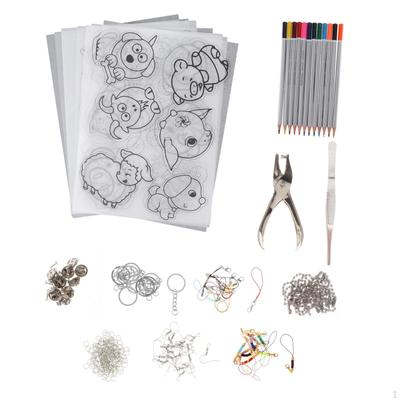 18x Heat Shrink Sheets with Keychains Accessories Art Supplies for Beginners Paper Crafts