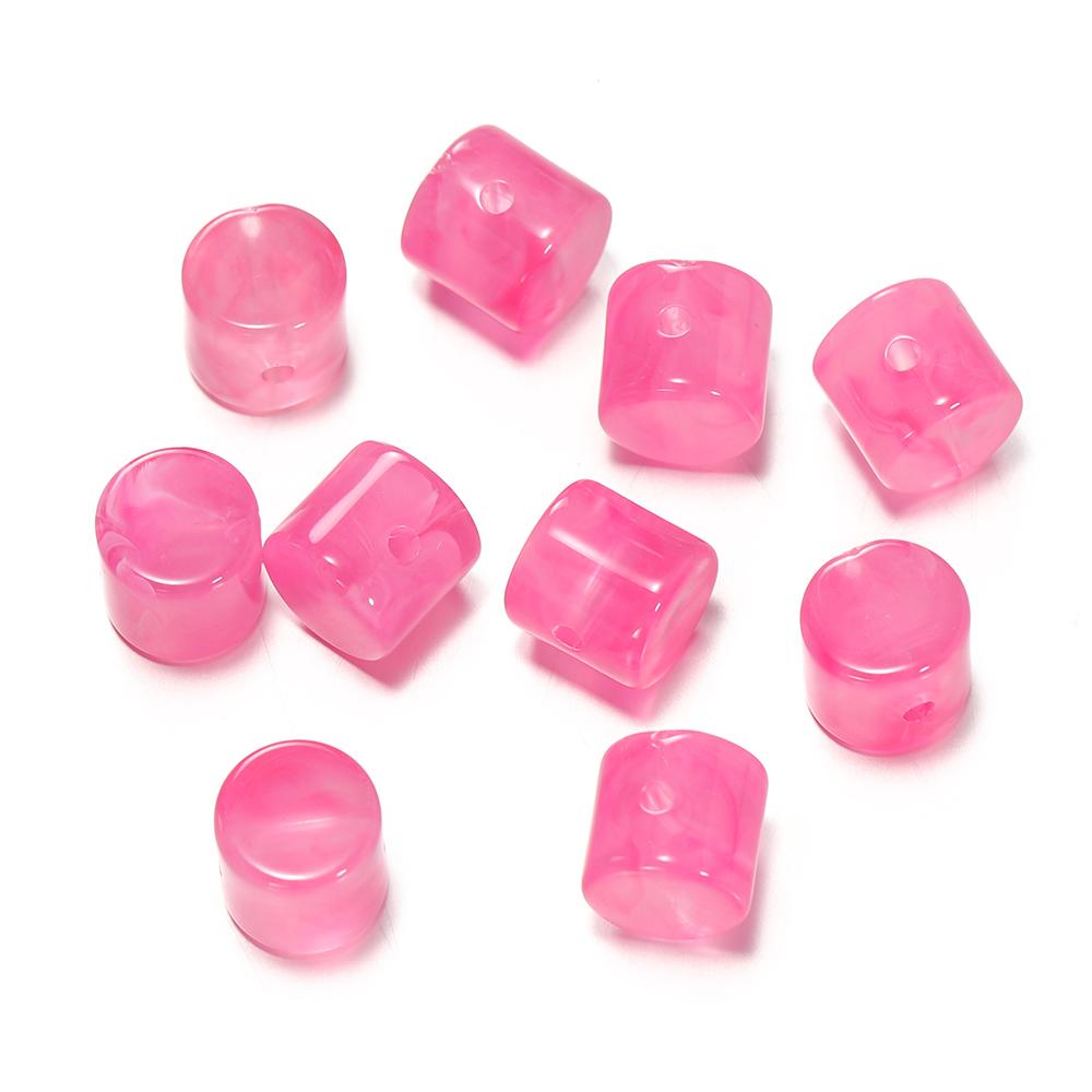 10 Stück 11,5x12mm Zylindrische Perlen Acryl Imitation Stein Lose Abstandshalterperlen für DIY Armband Halskette Schmuckherstellung Zubehör