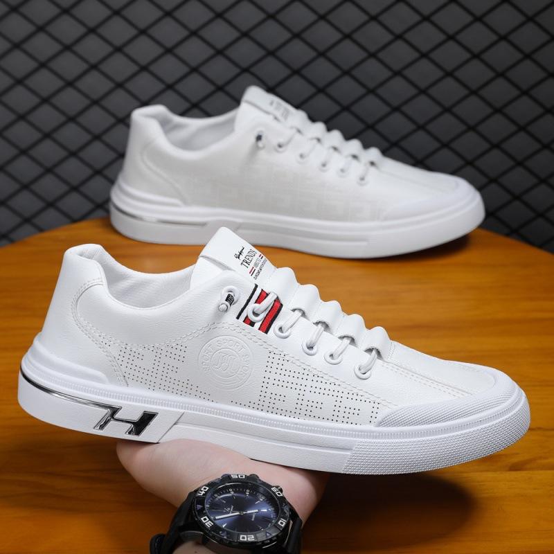 Men's shoes breathable fashion board shoes outdoor casual shoes men's sports casual board shoes leather surface soft sole comfortable white shoes