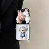 Folding Screen Clamshell Phone Case Is Suitable For Samsung Zflip6 Cute Wind Puppy Cross Pattern Plush Hand Chain.