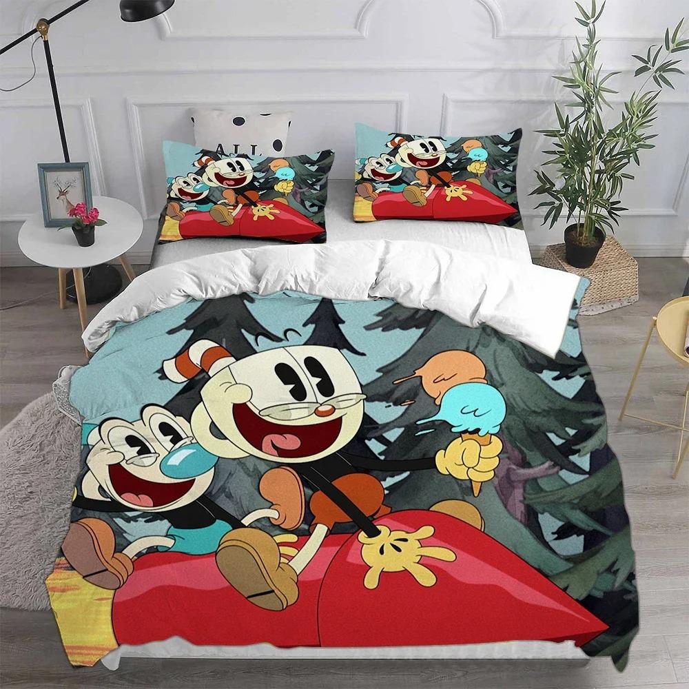 3D Neue Heimtextilien Cartoon Cuphead Bettwäschesets Bettdecke Quilt Bettüberwurf Bettbezug Kissenbezugsets Kinder Erwachsenengröße