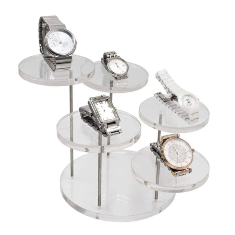 Bílý Černý Akrylový Stojan 3-Patrový Multifunkční Stojan na Šperky Náramek