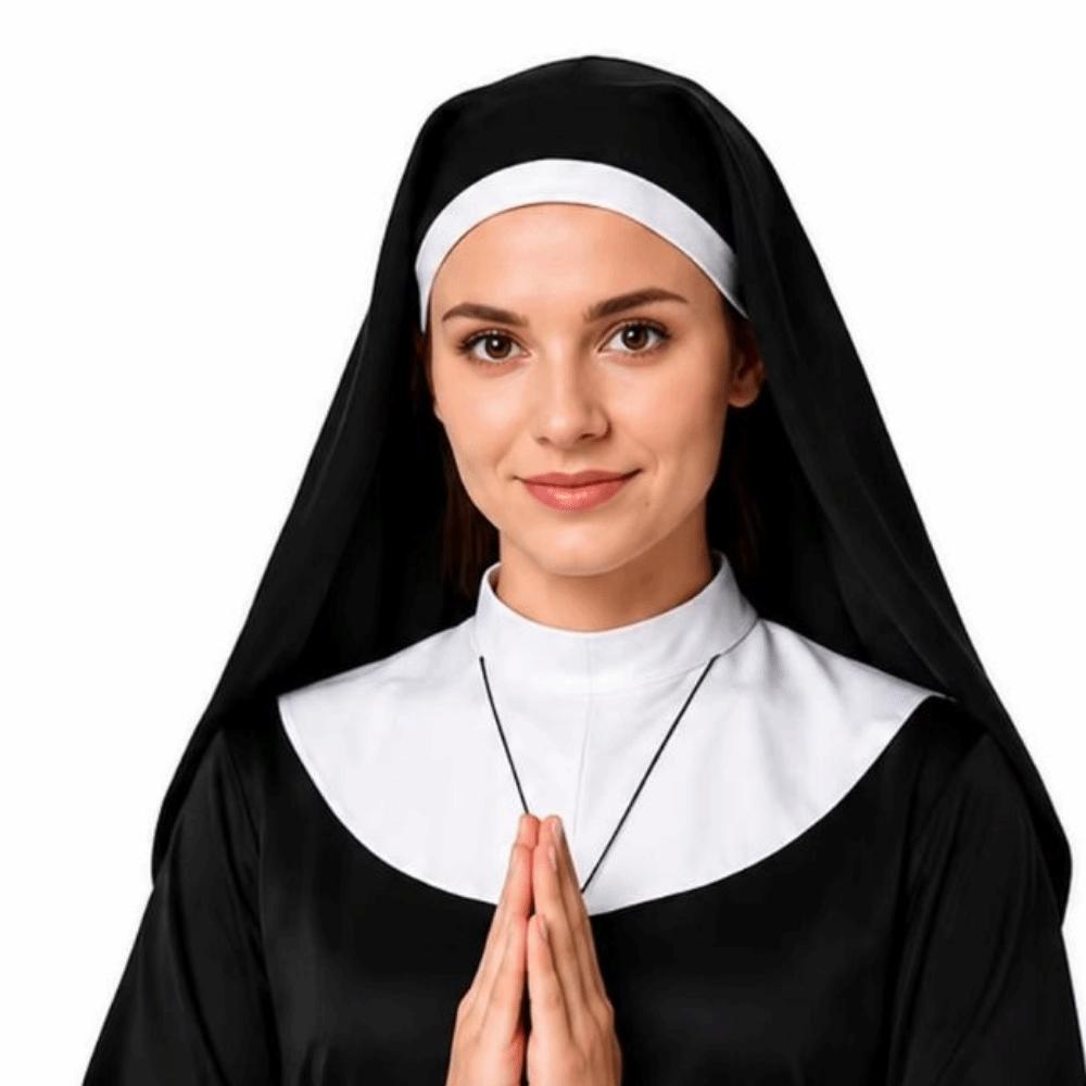 1/3Pcs Victorian Halloween Gothic Costume Nun Collar Gothic Hat White Collar Costume Party
