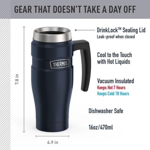 Thermos Stainless King Vacuum Insulated Travel Mug, 16 Oz, Matte Blue