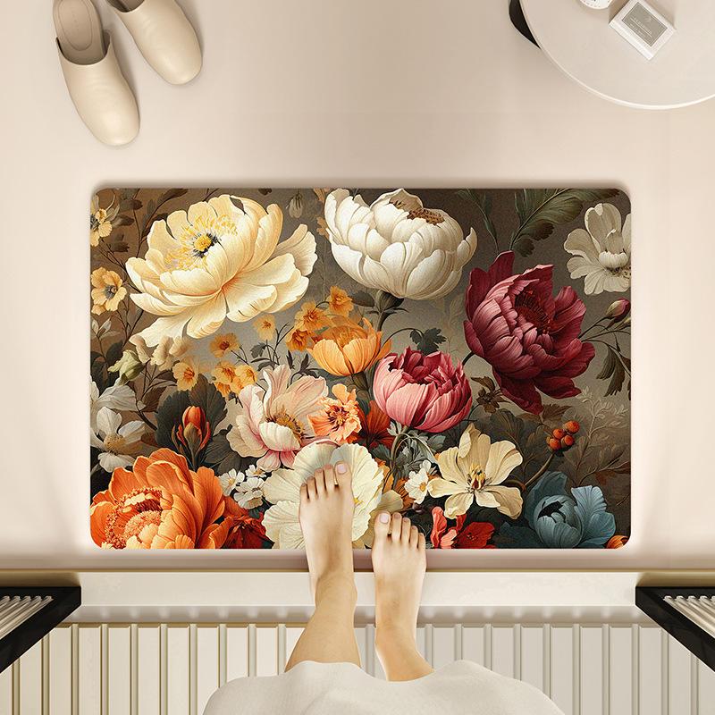 3D Entrance Flower Carpet Bathroom Floor Mat Entrance Door Bathroom Anti Slip Mat Foot Pad