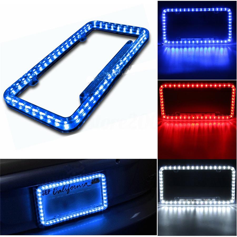 12v Red 54 LED Lighting Acrylic Plastic Rear License Car Plate Cover Frame
