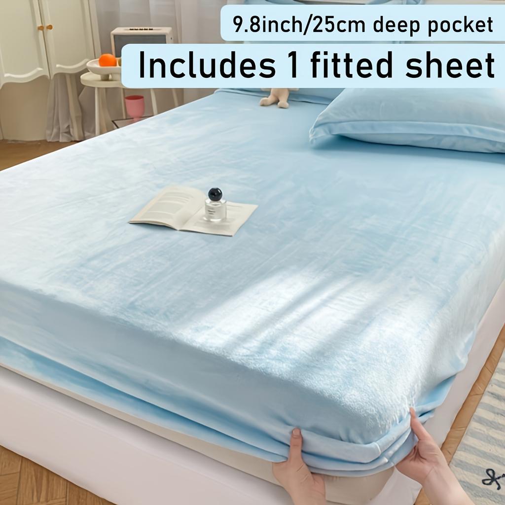 1pc Cozy Fitted Sheet Mattress Protector Soft Warm and Breathable Multiple Colors, Green, Purple, Gray Snug Fit for All Seasons Perfect for Bedrooms