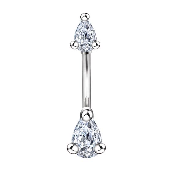 Women Cubic Zircon Waterdrop Navel Ring Belly Button Bar Body Piercing Jewelry