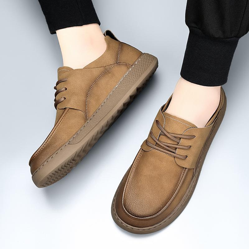 Fashion Men's genuine leather board shoes Comfortable soft bottom style Office and Leisure Party Business casual British youth shoes