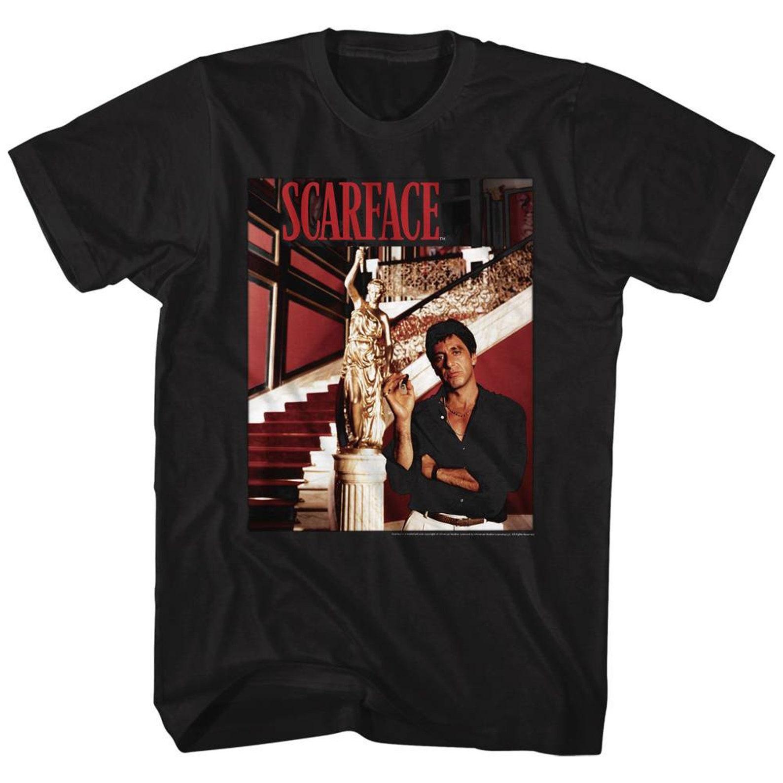 Scarface Statue Stairs Black T-Shirt 2XL