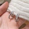 Fashion Shiny Zircon Double Loop Hoop Earrings for Women Girls Irregular Personality Earrings Buckle Daily Jewelry Accessories