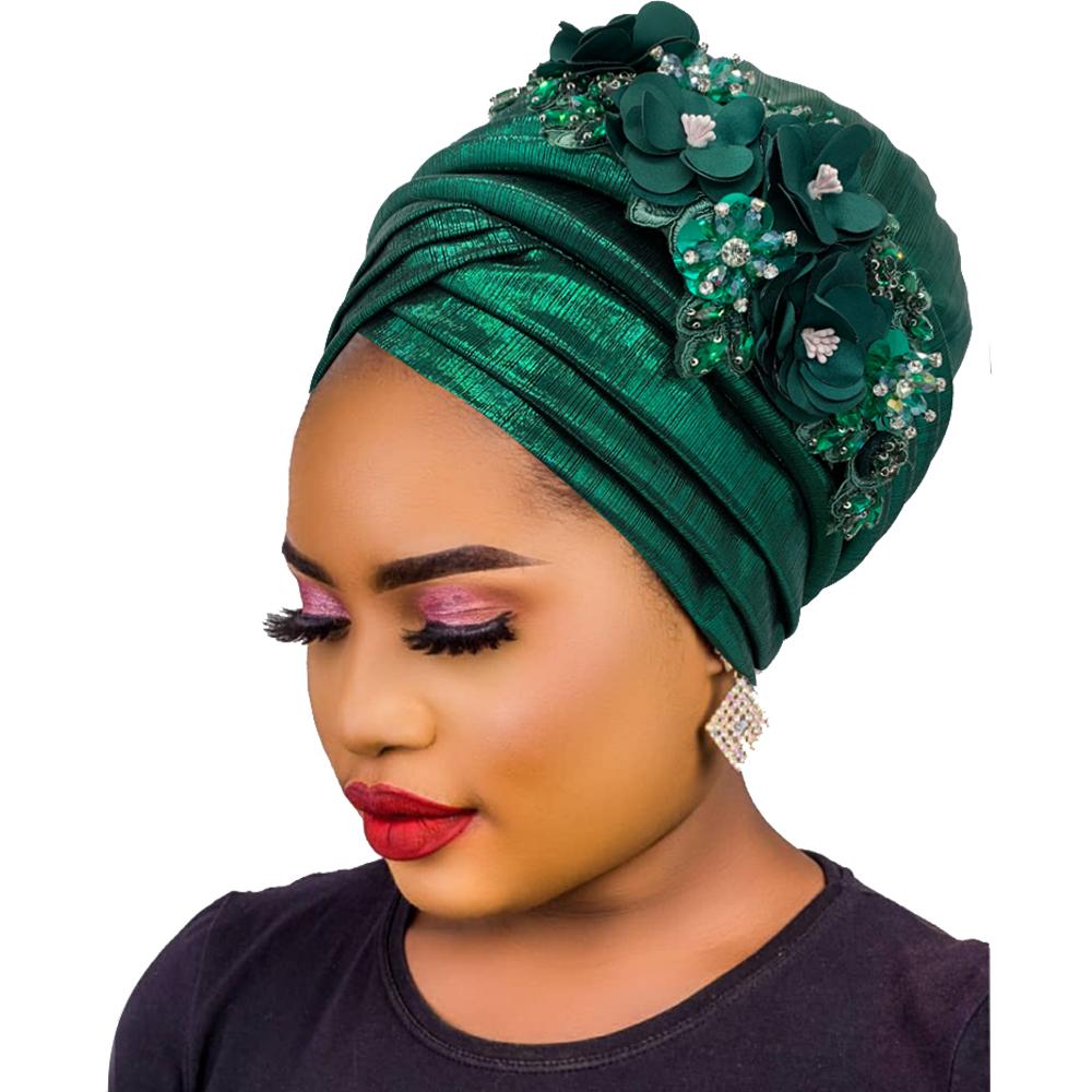 New African Women'S Turban Cap Nigeria Auto Gele Headtie Already Made Wedding Geles Female Head Wraps With Diamond Flower