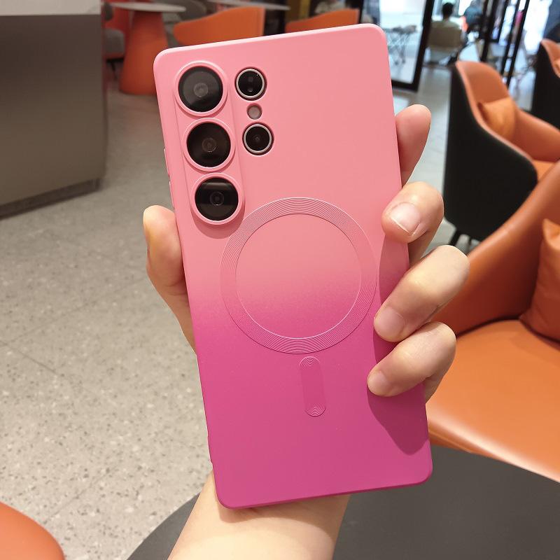 

Gradient Color Silicone For Magsafe Phone Case For Samsung S26 Ultra S25 S24 S23 S22Plus Wireless Charge Glass Lens Camera Cover Galaxy S21