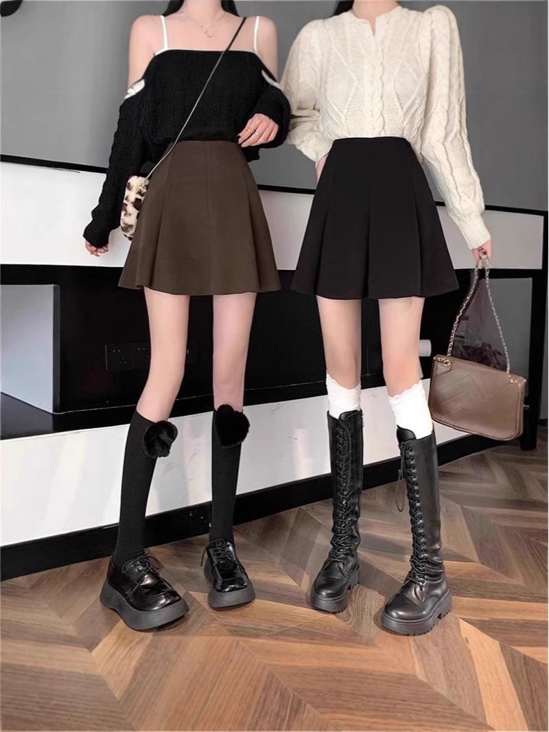 

Plus Size High Waist Woolen A-line Fishtail Skirt for Autumn/Winter 3XL
