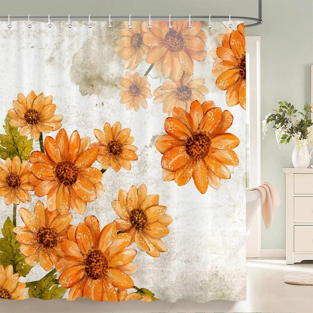 Beautiful Colorful Flower Floral Printed Shower Curtains Frabic Waterproof Polyester Decor Bath Curtain With Hooks 240X180Cm