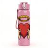1PC Angel Wing Sacred Heart Pattern 750ml Color Plastic Sports Water Bottle Leakproof Flip Straw Lid Suitable for Sports Office Home Use