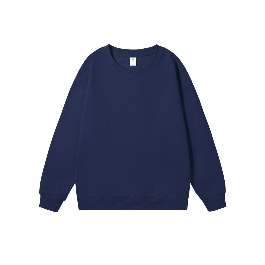 Fashion Loose Solid Color Men's Crew Neck Cotton-Blend Double-Faced Sweatshirt Women's Korean Style Casual Long-Sleeve Couple's Basic Sweatshirt