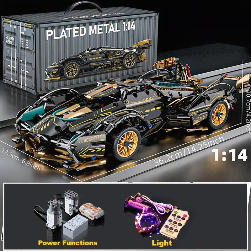 1:Mattoncini Super Auto da Corsa Scala 1:14, Kit Modello Veicolo Sportivo Fai-da-te Giocattolo da Costruzione Regalo per Ragazzi Bambini Età 8-12 14