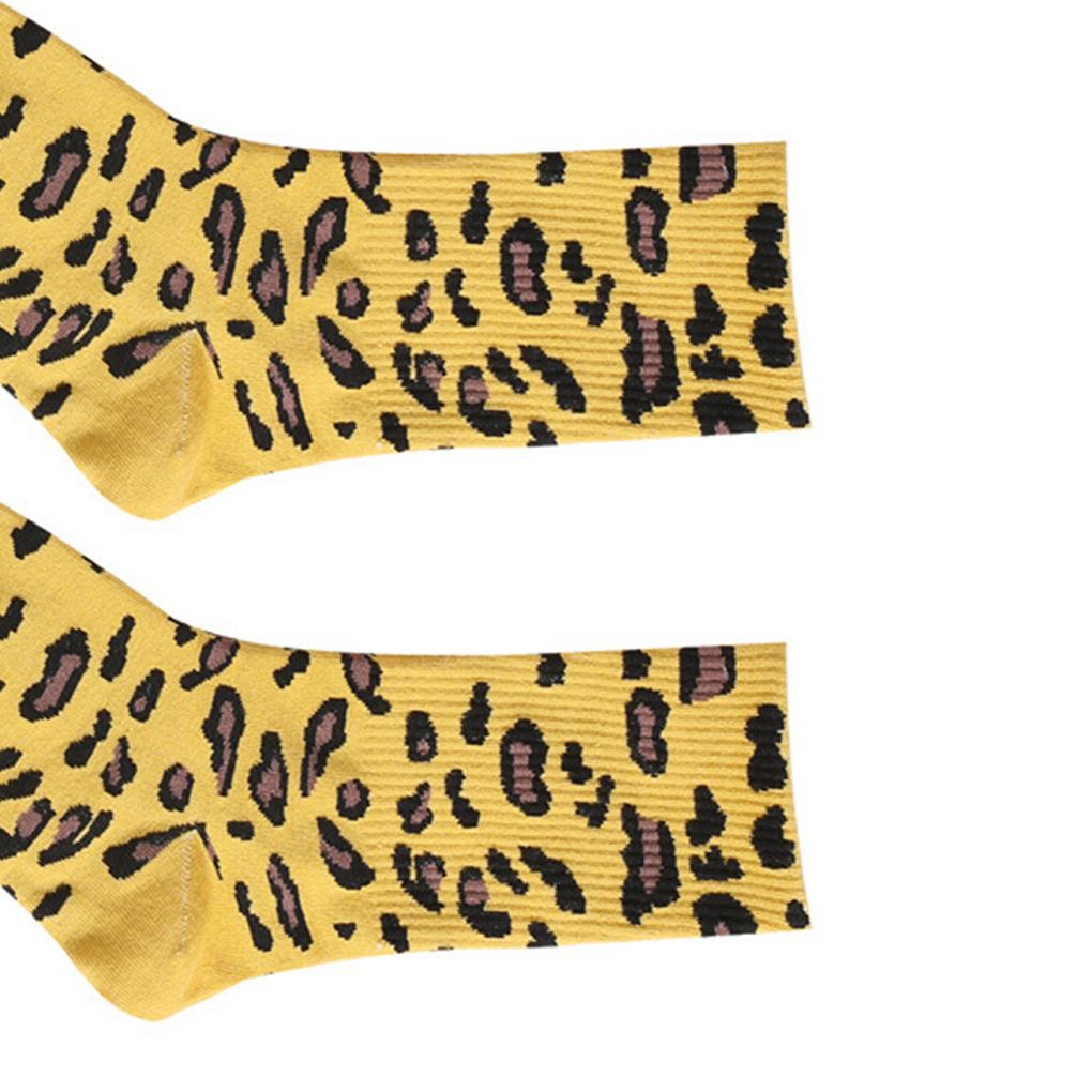 Autumn Winter Personality Female Socks Cotton Leopard Print Neutral Color Socks