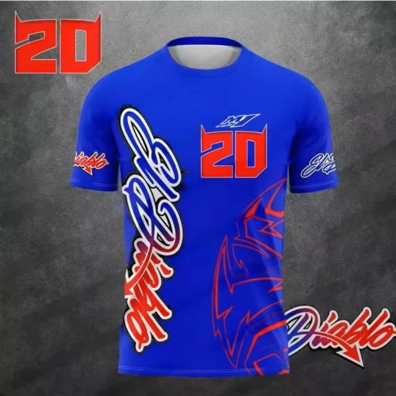 Fabio Quartararo 20 Fan T-Shirt El Diablo Moto Rider Graphic Tee 3D Print Unisex Casual Summer Short Sleeve