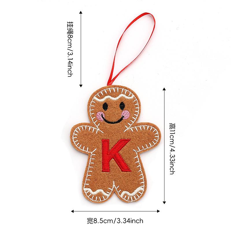 Gingerbread Man Ornaments for Christmas Tree Hanging Decor with Alphabet Letters Festive Holiday Home Decorations Gift