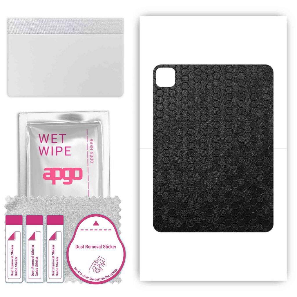 apgo Skin Sticker Film Foil Vinyl for the BACK Compatible with Apple iPad Pro 11 (2020), Scratch-resistant, Easy To Install - Black Honeycomb